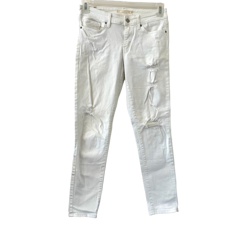 Levi’s 711 Skinny White Distressed Jeans - Picture 1 of 8